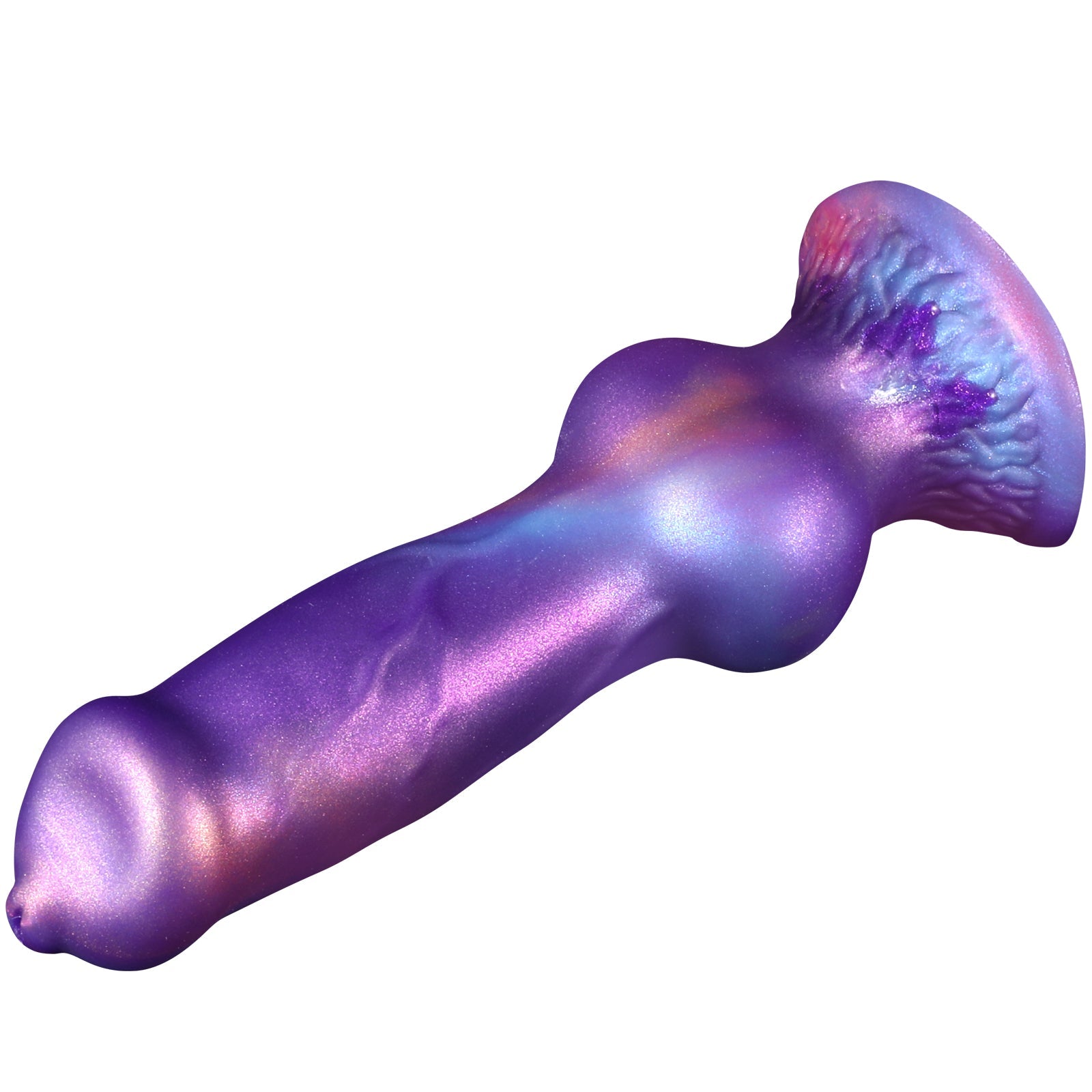 Paarse Siliconen Squirtingdildo Met Hondenknoop En Zuignap