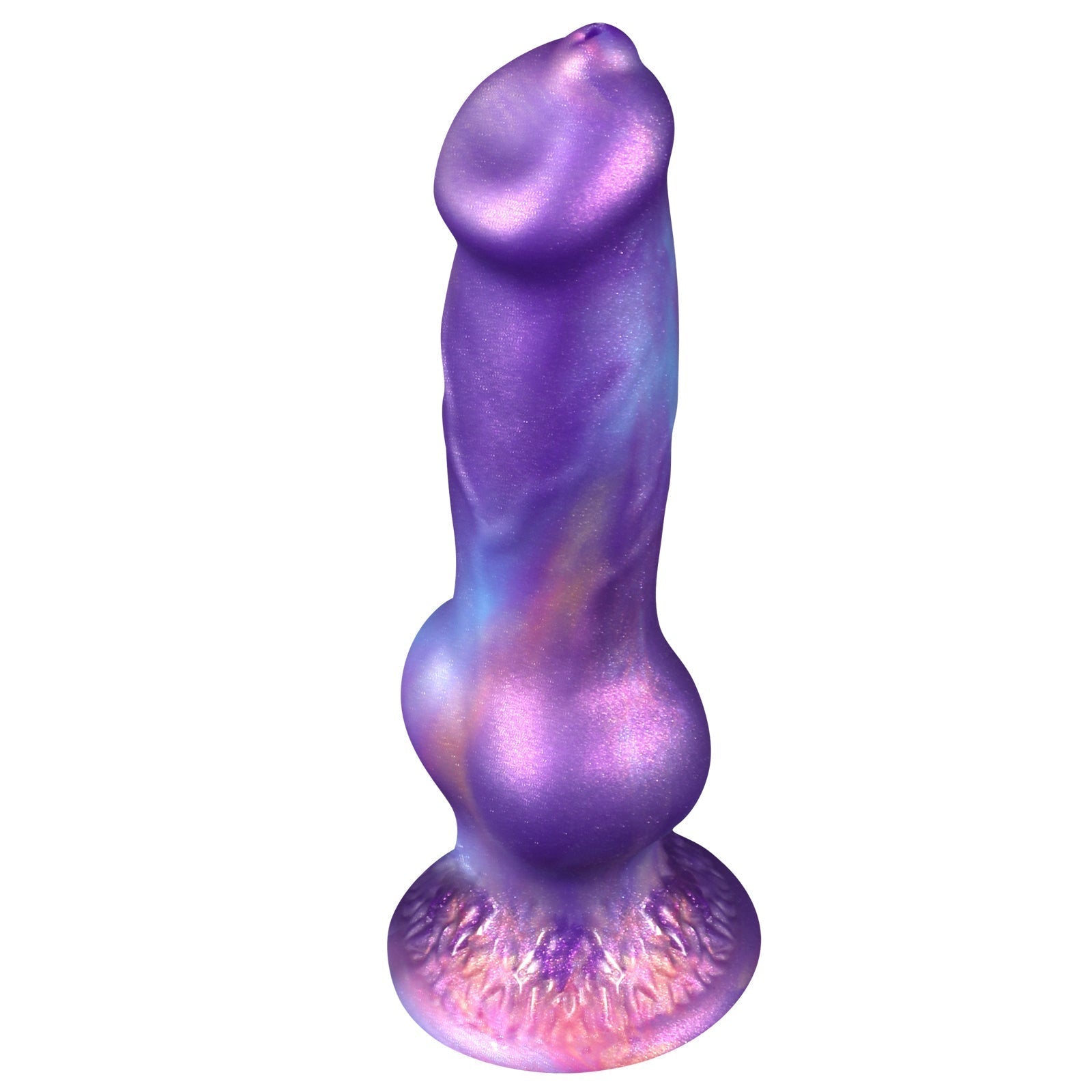 Paarse Siliconen Squirtingdildo Met Hondenknoop En Zuignap