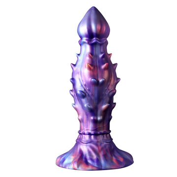Paarse Siliconen Buttplug Met Zachte Stekels
