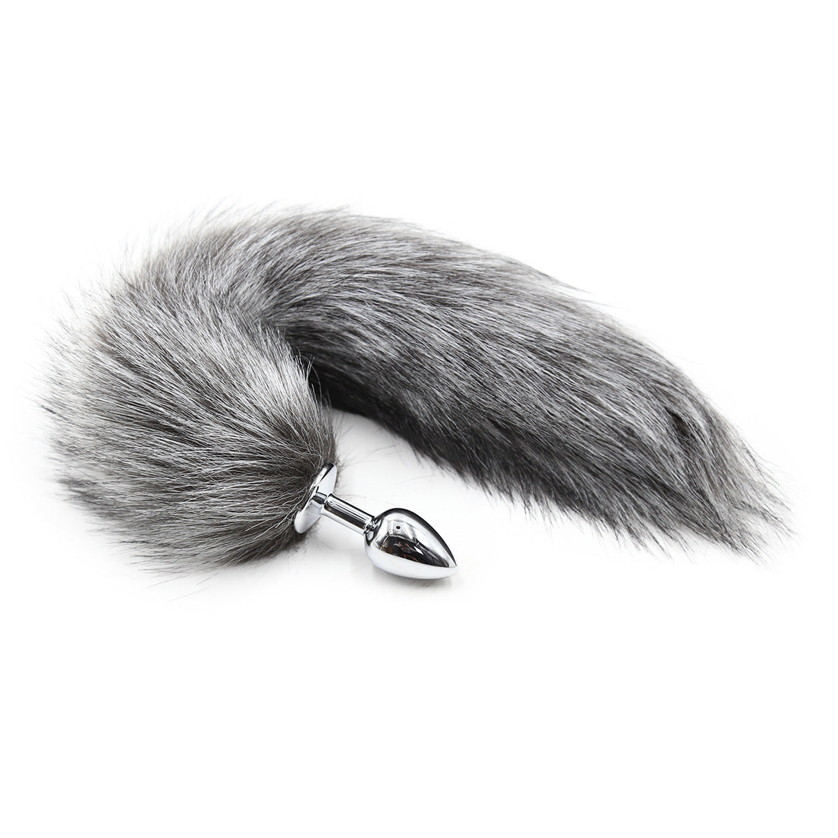 Grijze Pluizige Vos Tail Buttplug