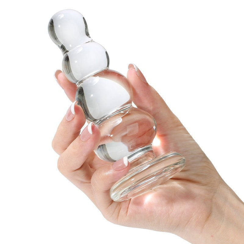 13cm Glazen Anal Kralen Buttplug met Basis