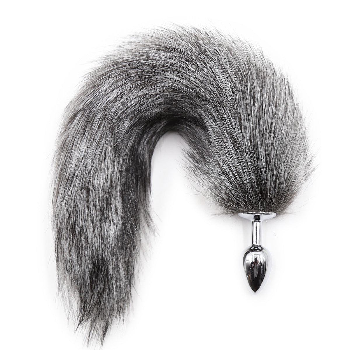 Grijze Pluizige Vos Tail Buttplug