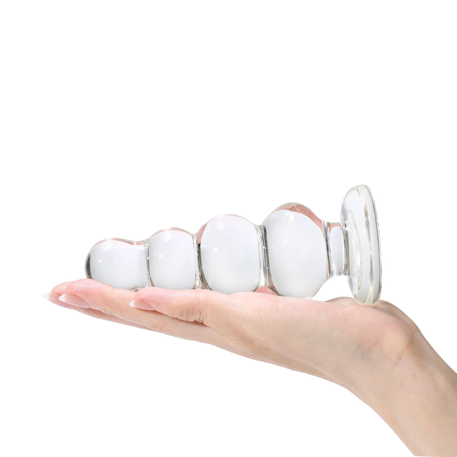 13cm Glazen Anal Kralen Buttplug met Basis