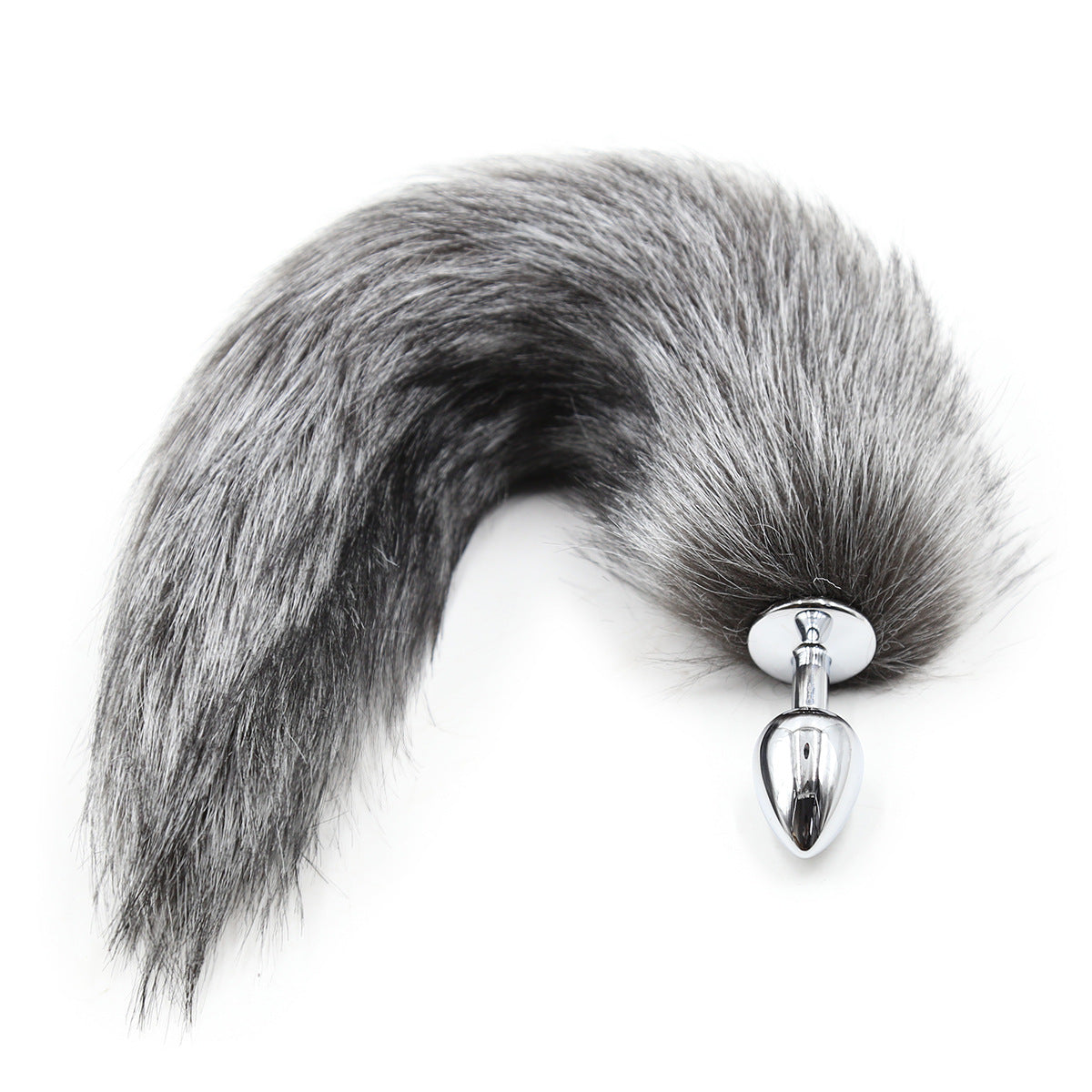 Grijze Pluizige Vos Tail Buttplug