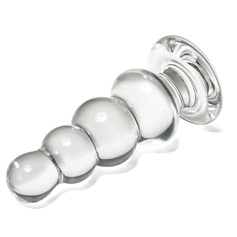 13cm Glazen Anal Kralen Buttplug met Basis