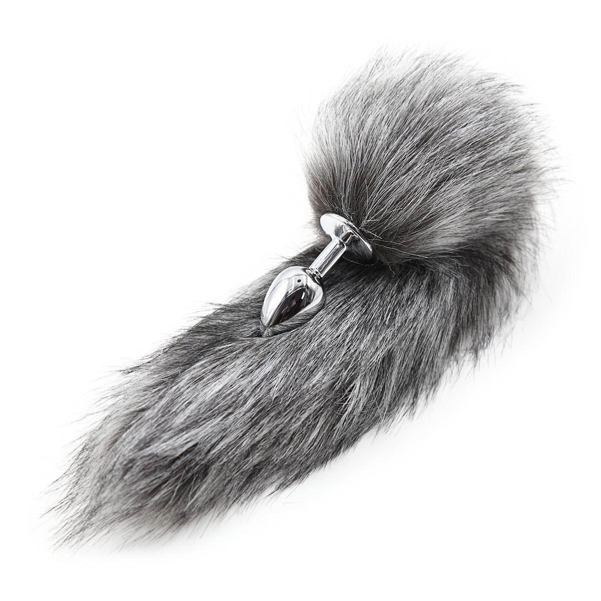 Grijze Pluizige Vos Tail Buttplug