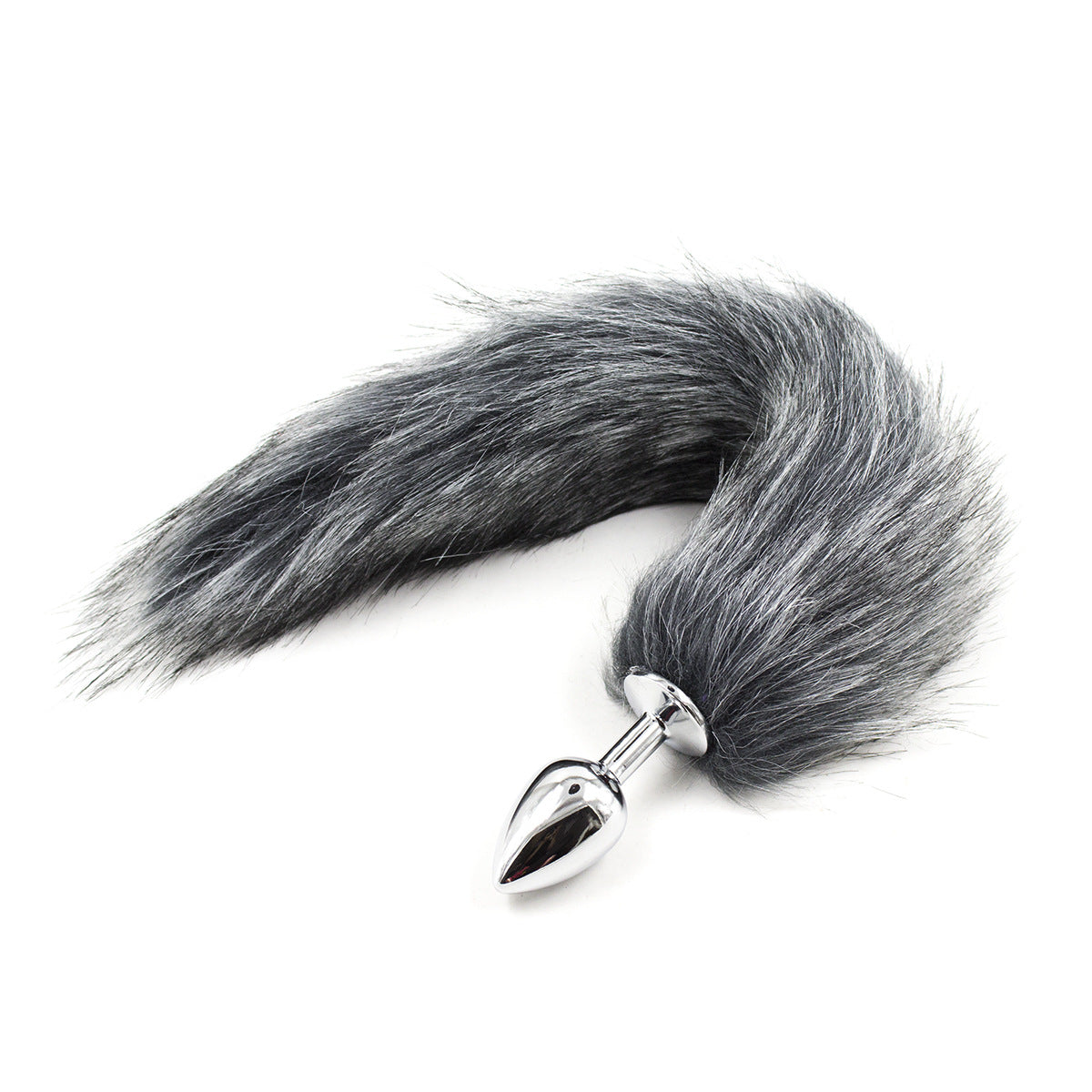 Grijze Pluizige Vos Tail Buttplug
