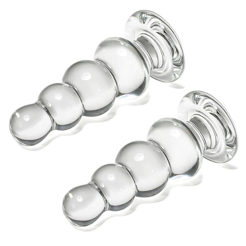 13cm Glazen Anal Kralen Buttplug met Basis