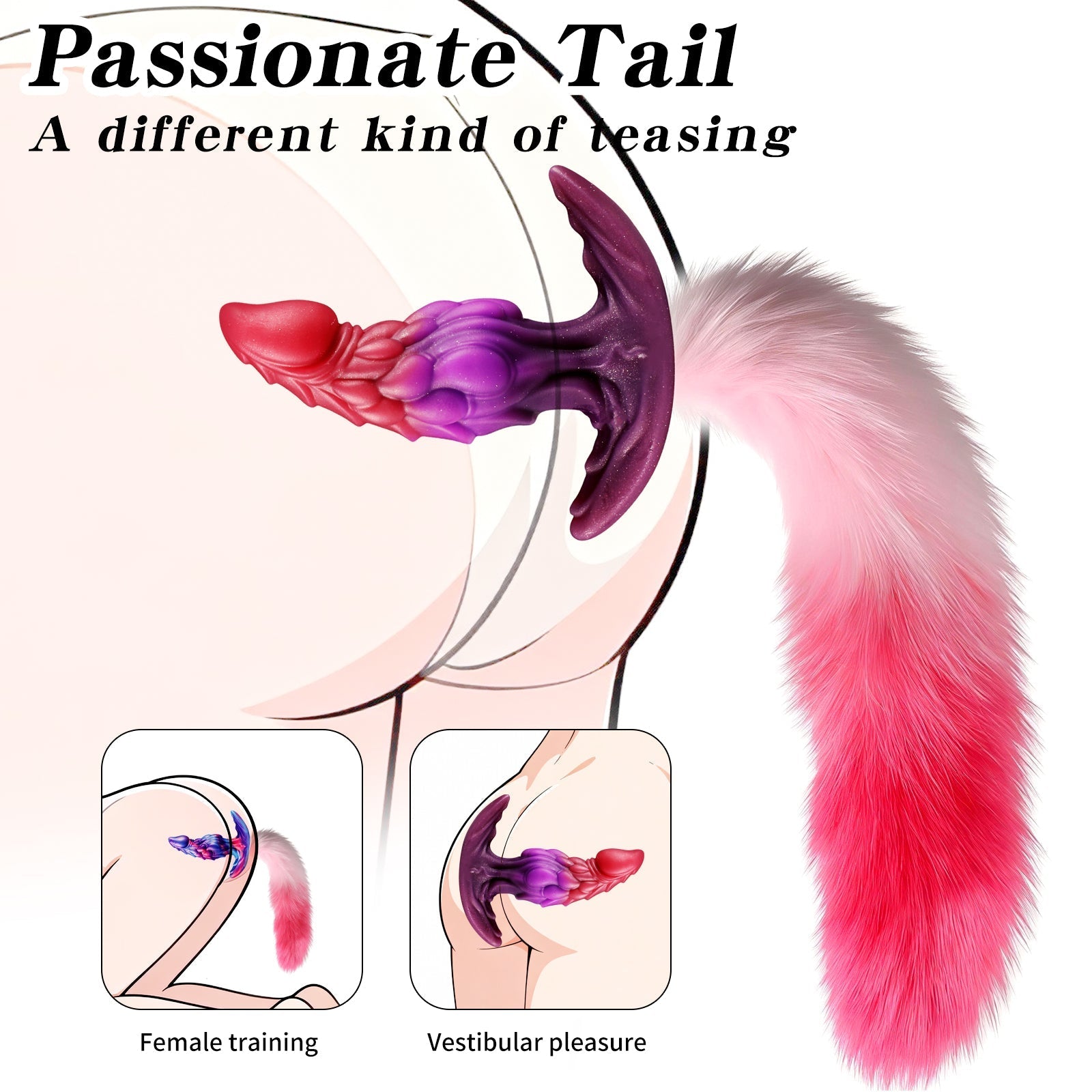 Fantasy Draken Buttplug met Afneembare Pluizige Staart