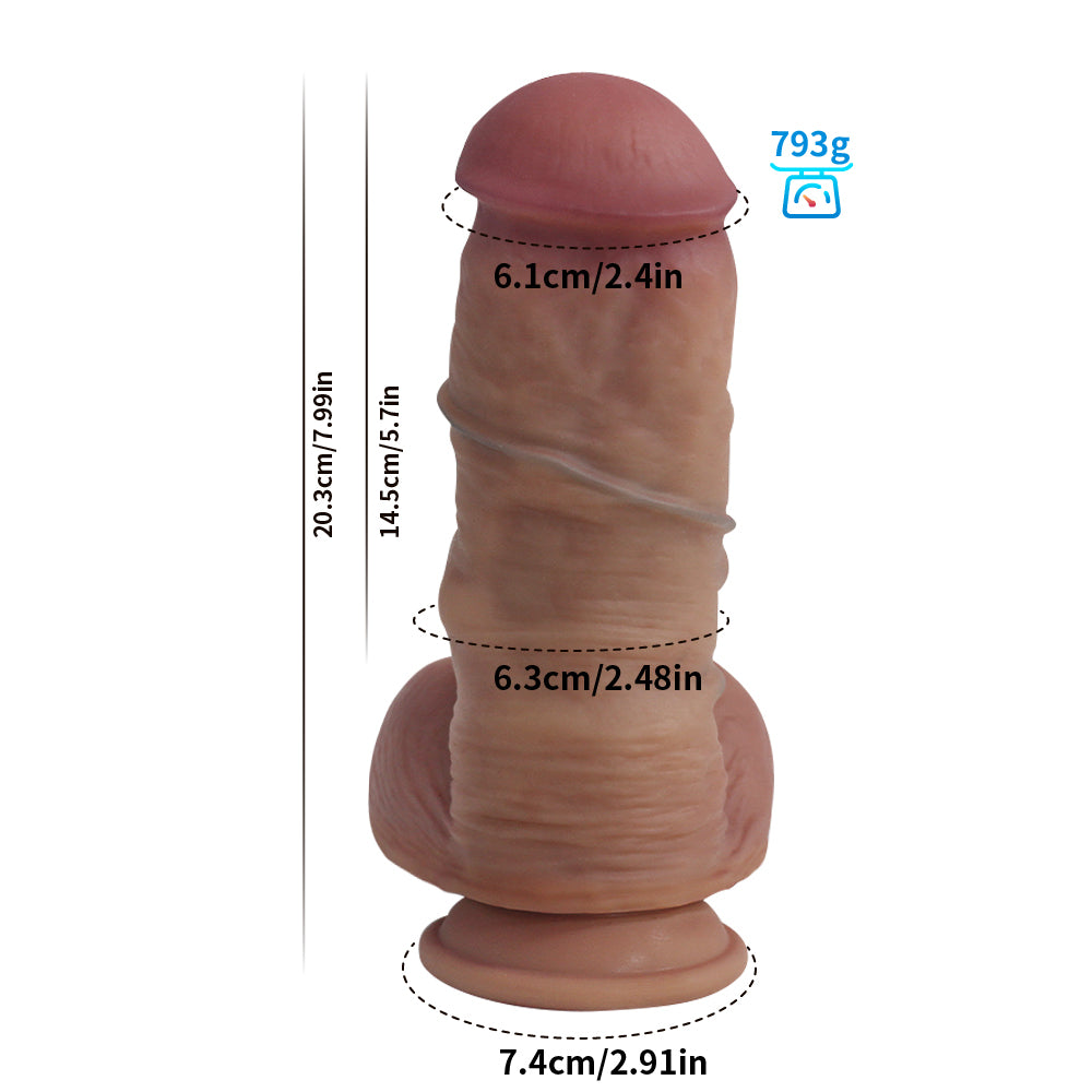 20cm Huidskleurige Extra Dikke Realistische Siliconen Dildo