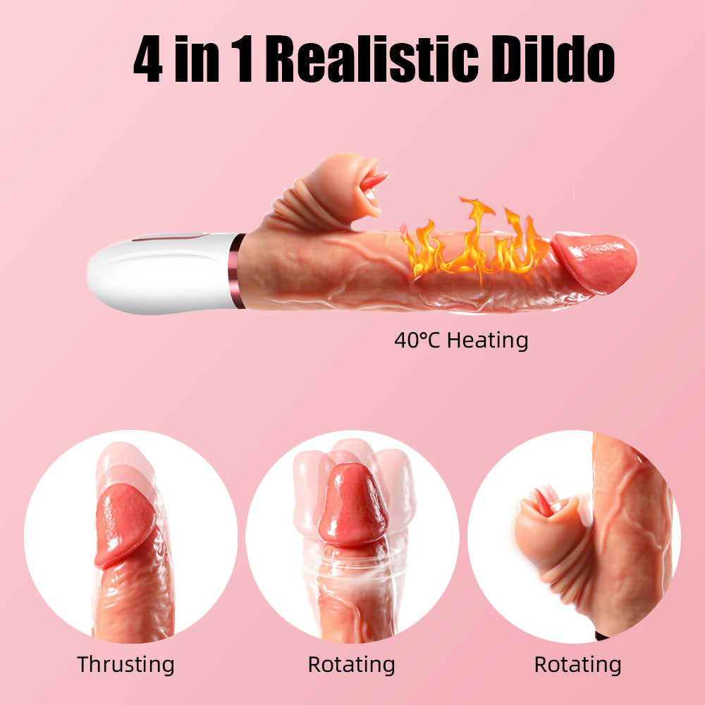 Realistische Vibrerende Dildo Met Stootfunctie En Verwarming