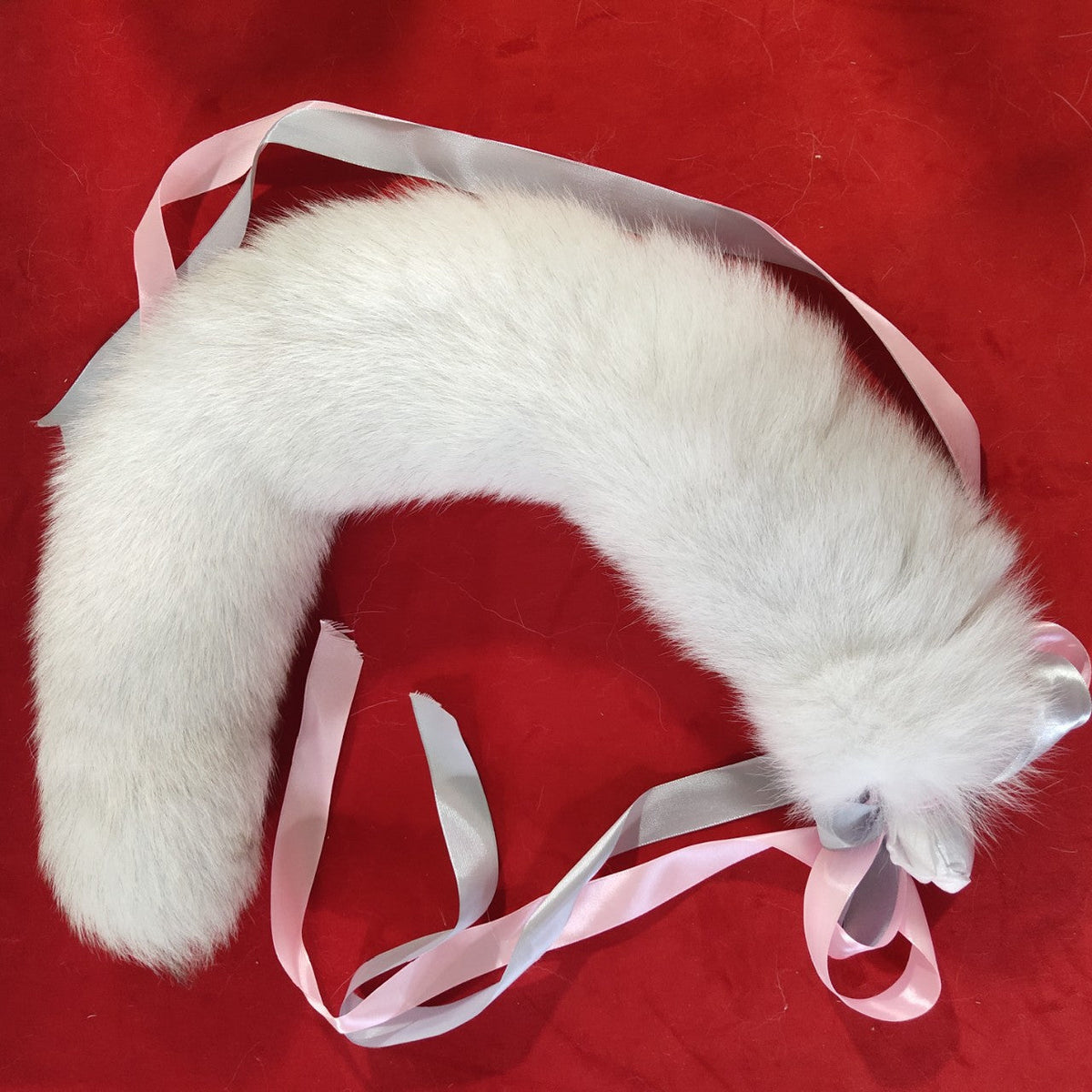 Witte Pluizige Fox Tail Buttplug van Metaal