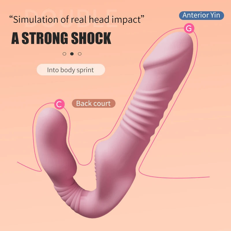 Roze Stotende Strapless Dildo Met Afstandsbediening