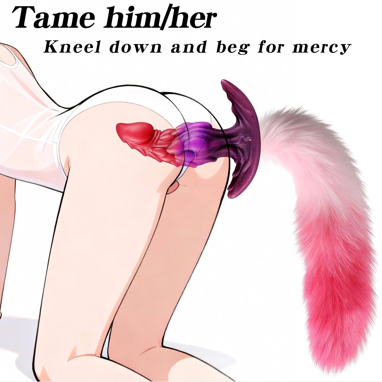 Fantasy Draken Buttplug met Afneembare Pluizige Staart