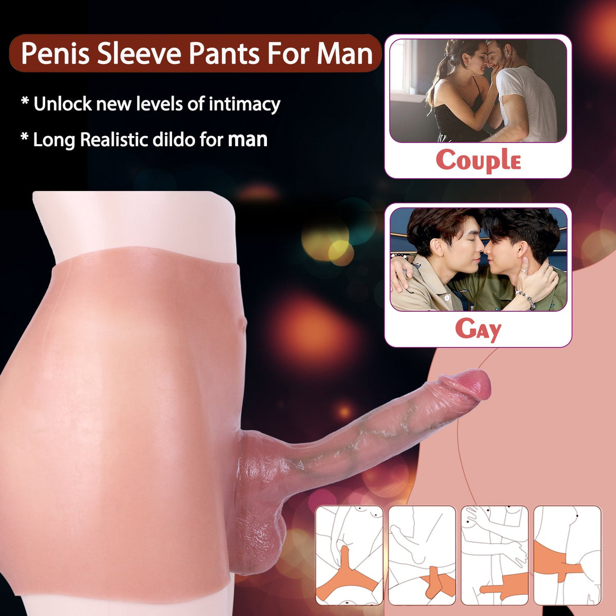 Realistische Dildopanties 24cm Met Holle Siliconen Sleeve