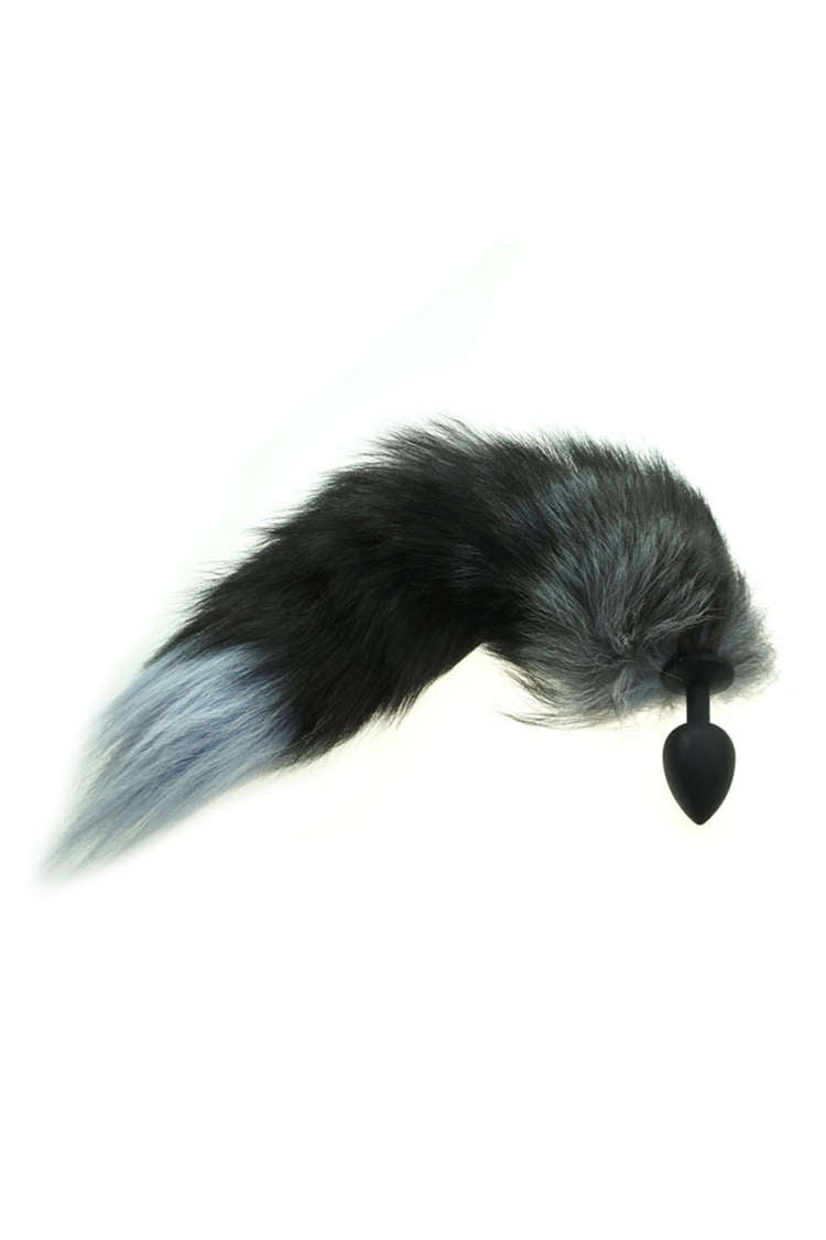 Black Silicone Fox Tail Anal Plug