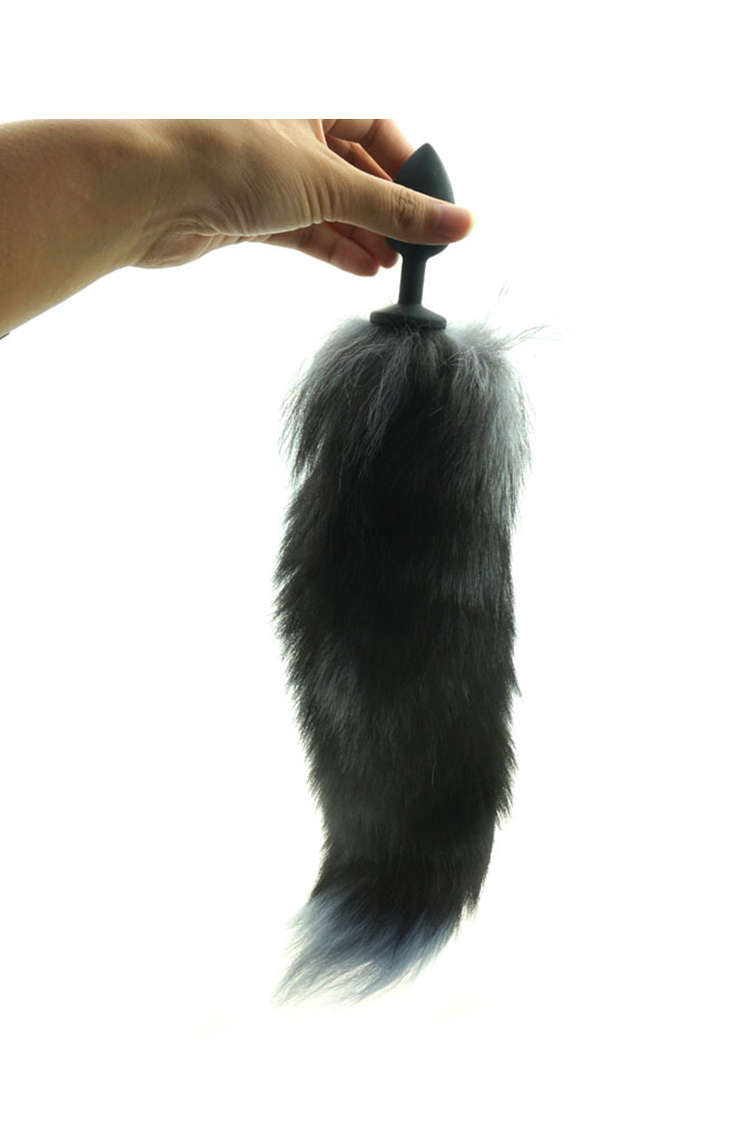 Black Silicone Fox Tail Anal Plug