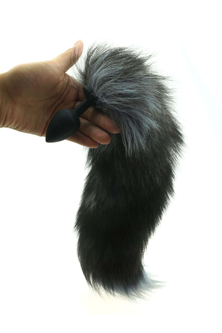 Black Silicone Fox Tail Anal Plug
