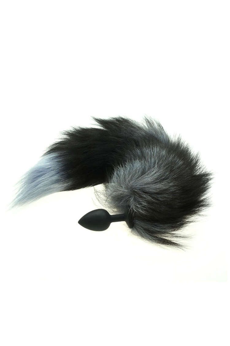 Black Silicone Fox Tail Anal Plug