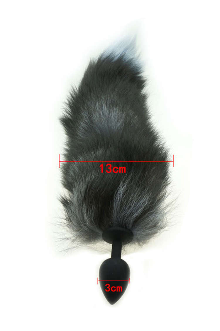 Black Silicone Fox Tail Anal Plug