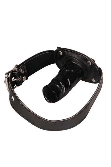 Black Leather Bondage Dildo Mouth Gag