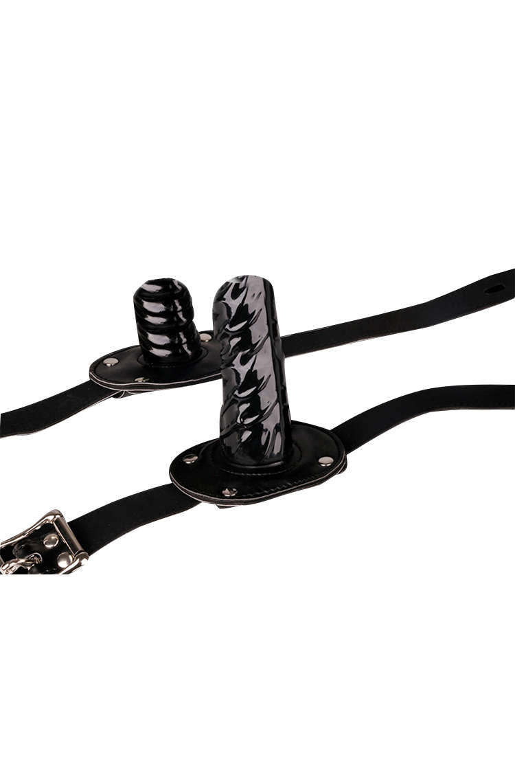 Black Leather Bondage Dildo Mouth Gag