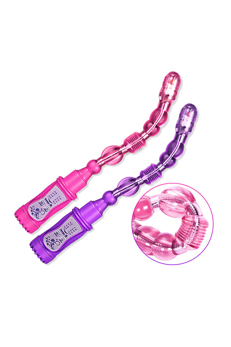 Pink Beaded Anal Vibrator Flexible Waterproof