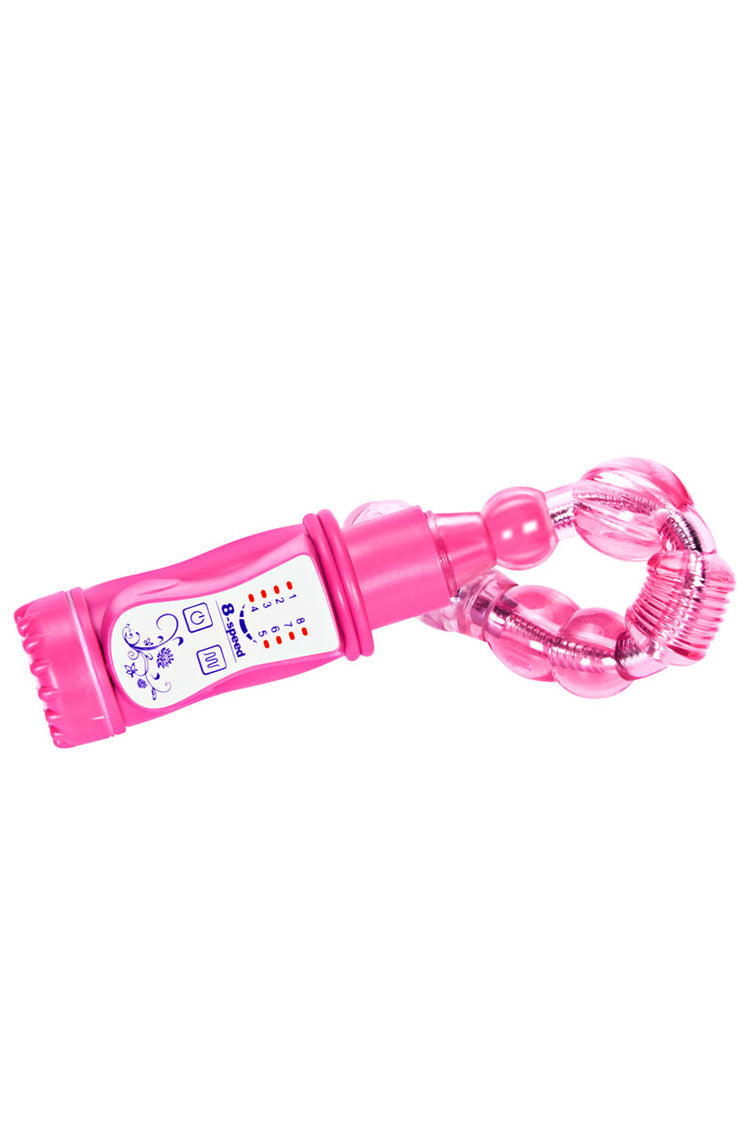 Pink Beaded Anal Vibrator Flexible Waterproof