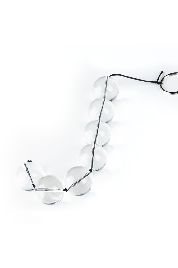 Glazen Anal Beads Buttplug met Metalen Ring