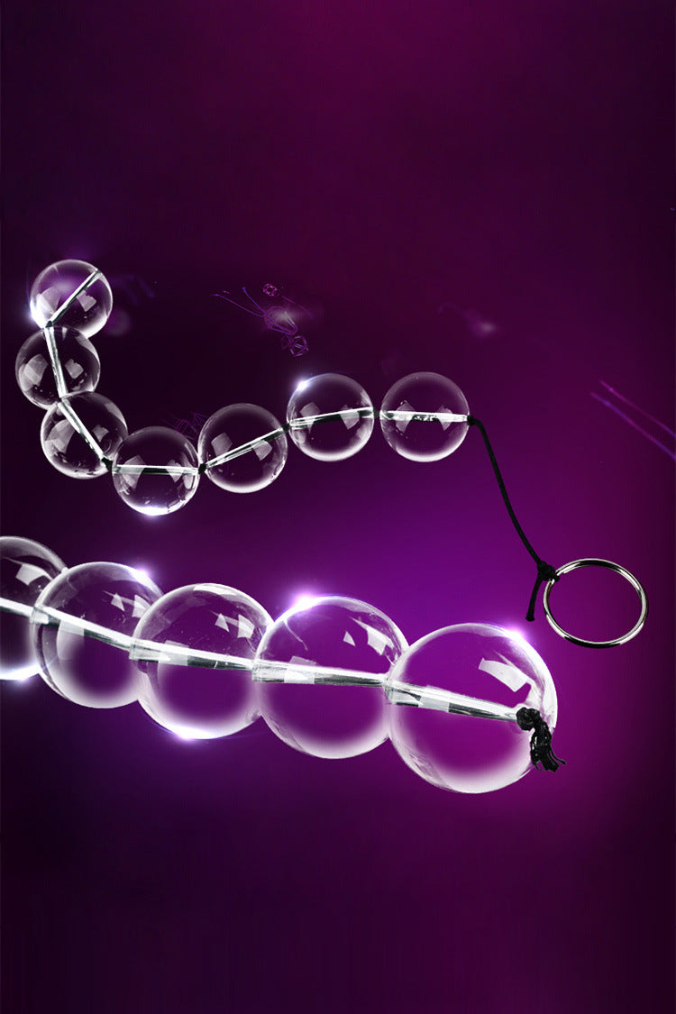 Glazen Anal Beads Buttplug met Metalen Ring