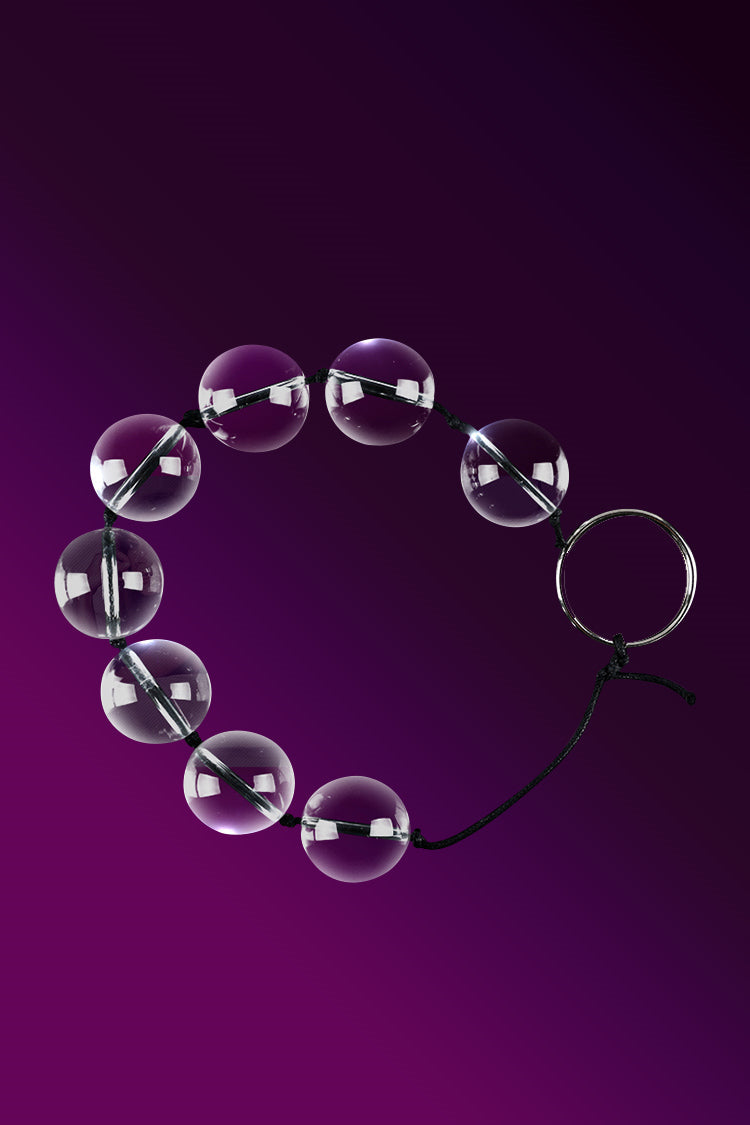 Glazen Anal Beads Buttplug met Metalen Ring