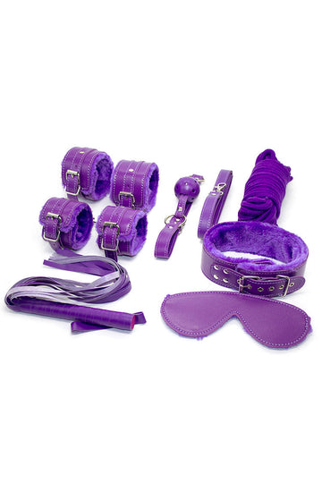 Paarse Pluche 7-Delige Bondage Set Voor Beginners