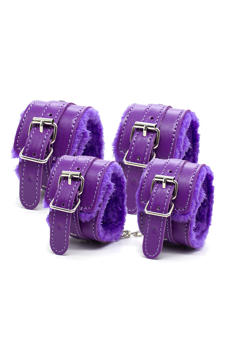 Paarse Pluche 7-Delige Bondage Set Voor Beginners