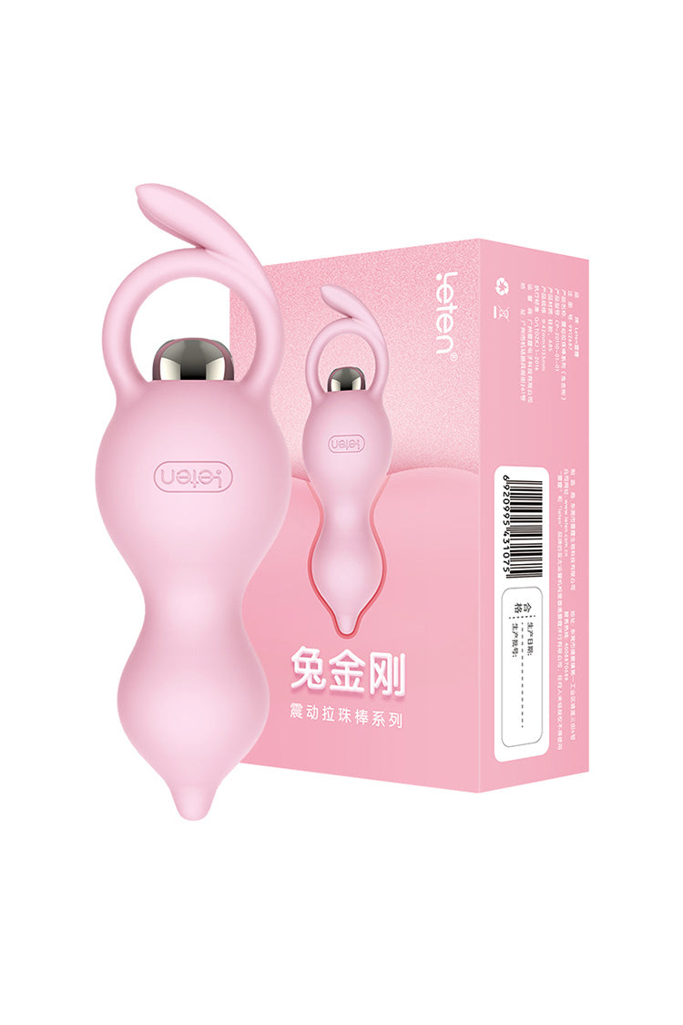Roze Siliconen Vibrerende Butt Plug Met Vingerlus