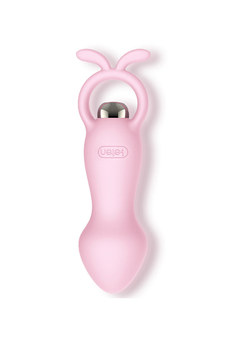 Roze Siliconen Vibrerende Butt Plug Met Vingerlus
