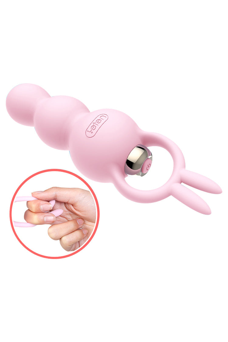 Roze Siliconen Vibrerende Butt Plug Met Vingerlus