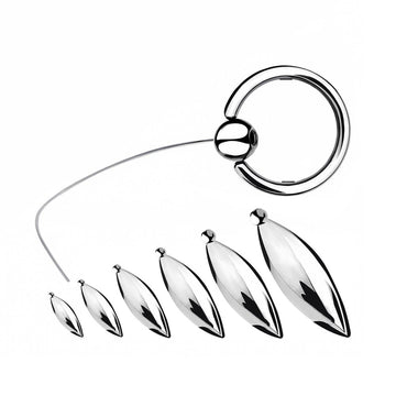 Ovale RVS Urethra Plug Ophangring Vier Maten