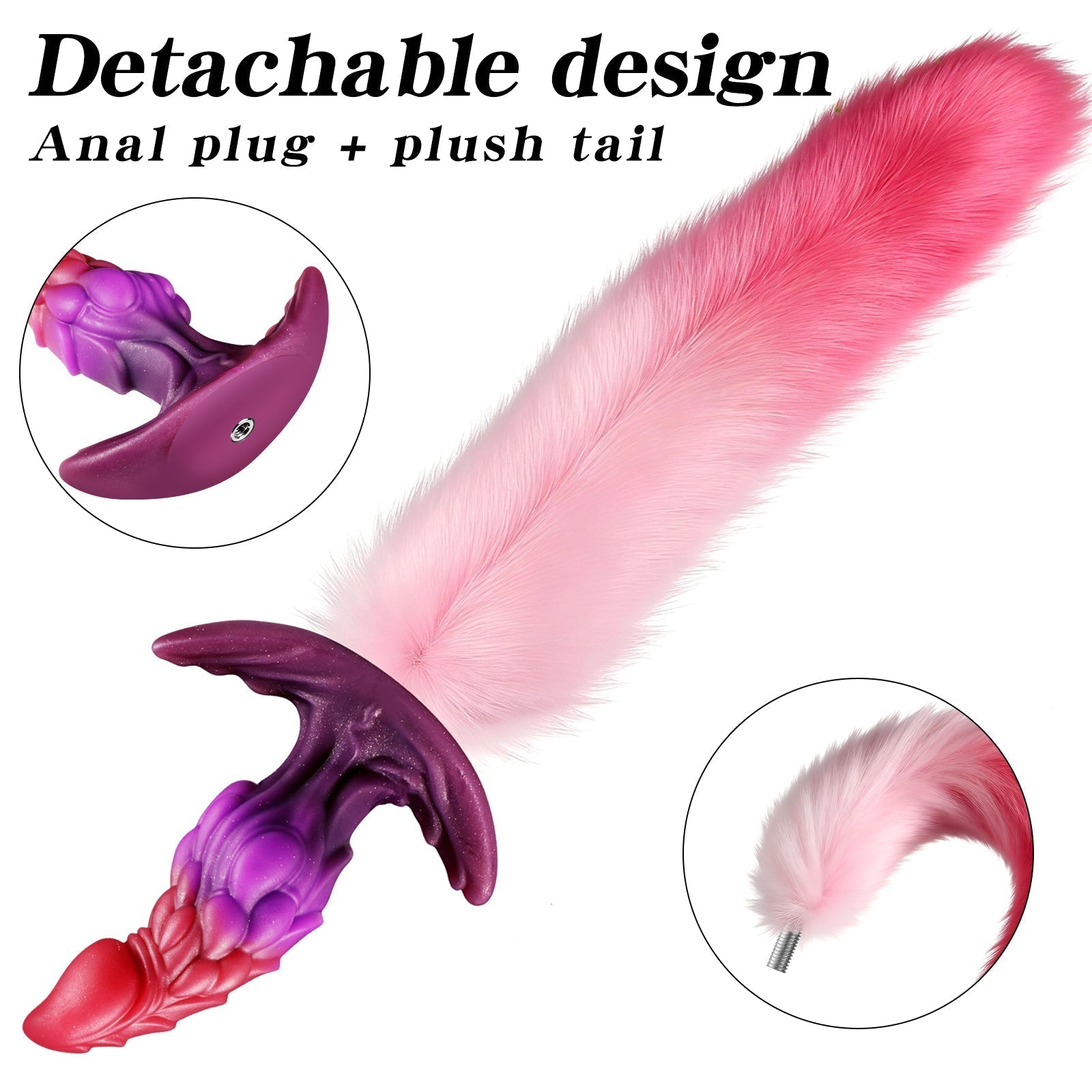 Fantasy Draken Buttplug met Afneembare Pluizige Staart