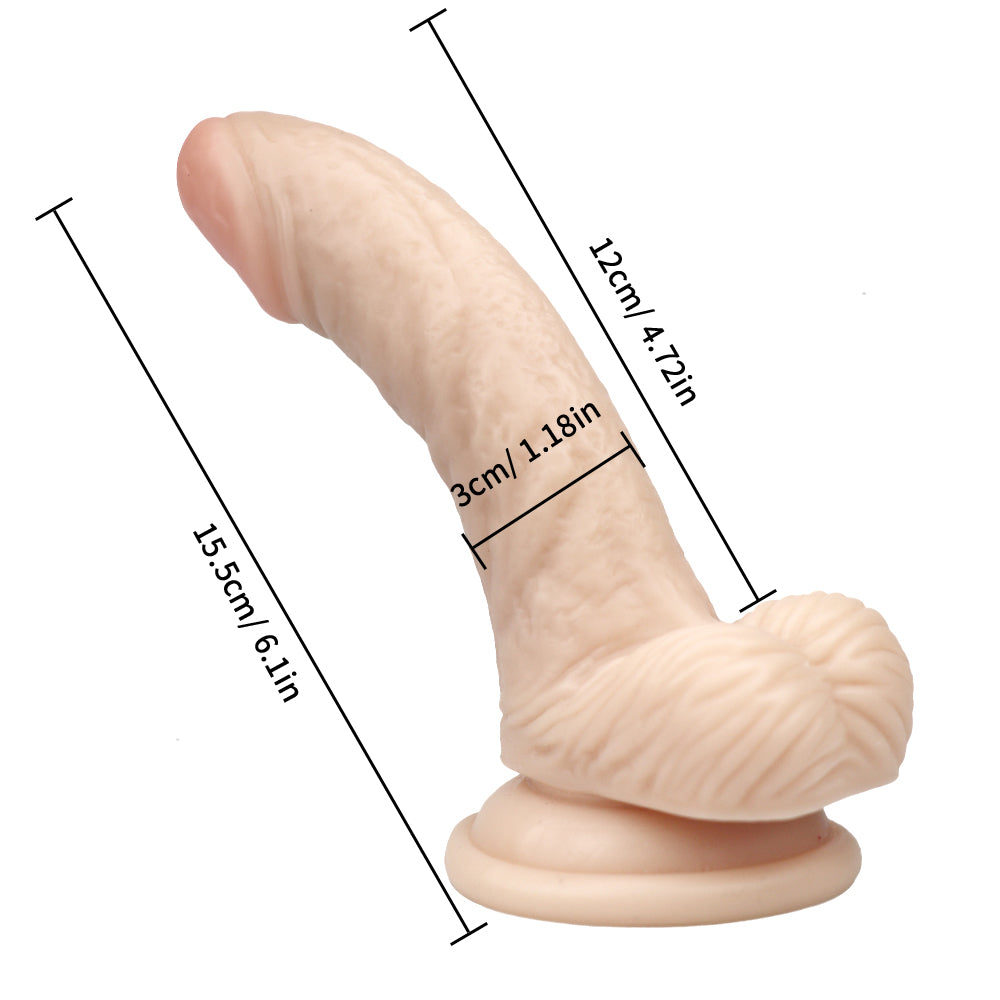 Witte Getextureerde Small Dildo Met Realistische Kromme
