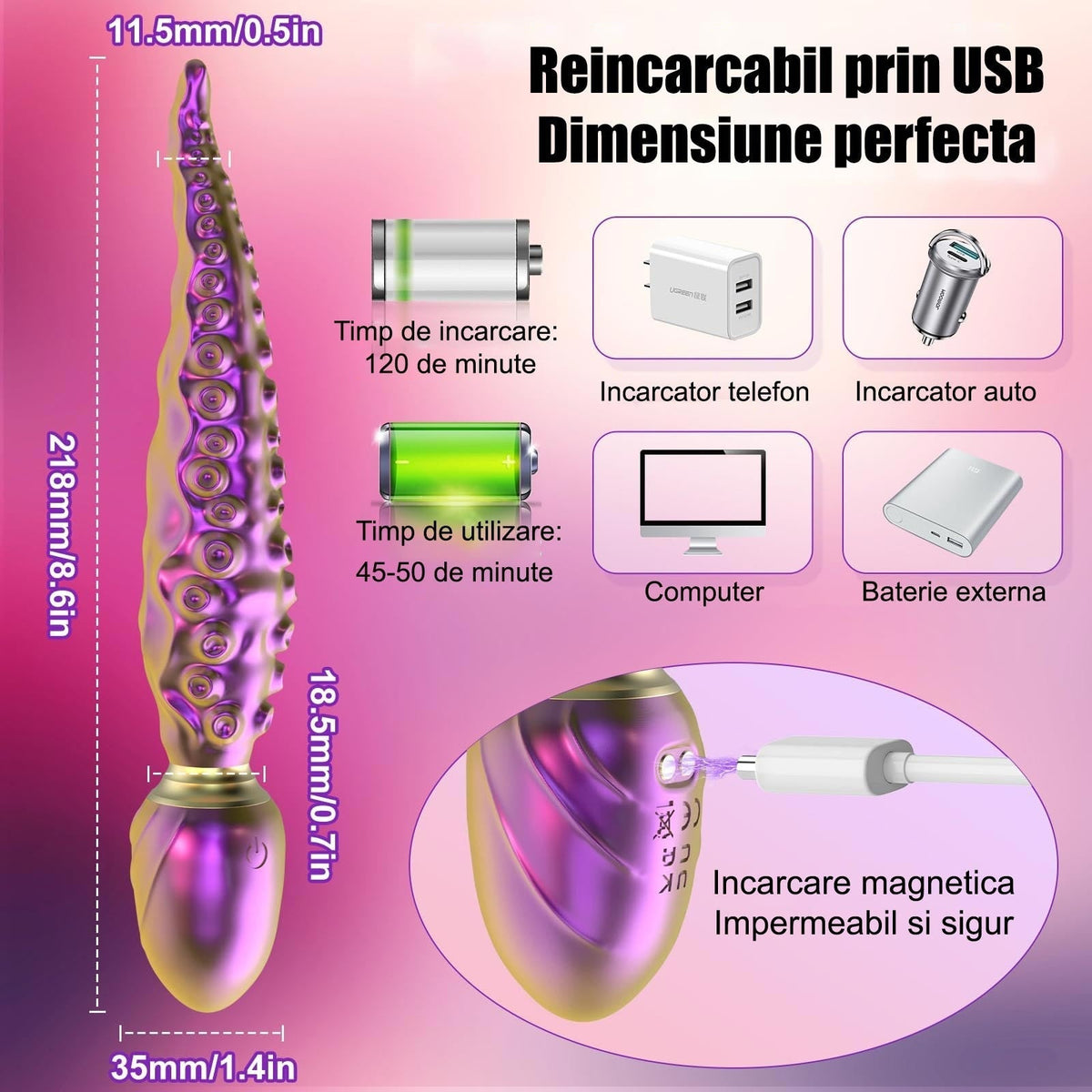 Purple Rotating Tentacle Vibrator for Women