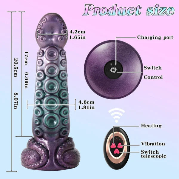20.5 cm Verwarmde Vibrerende Tenticle Dildo