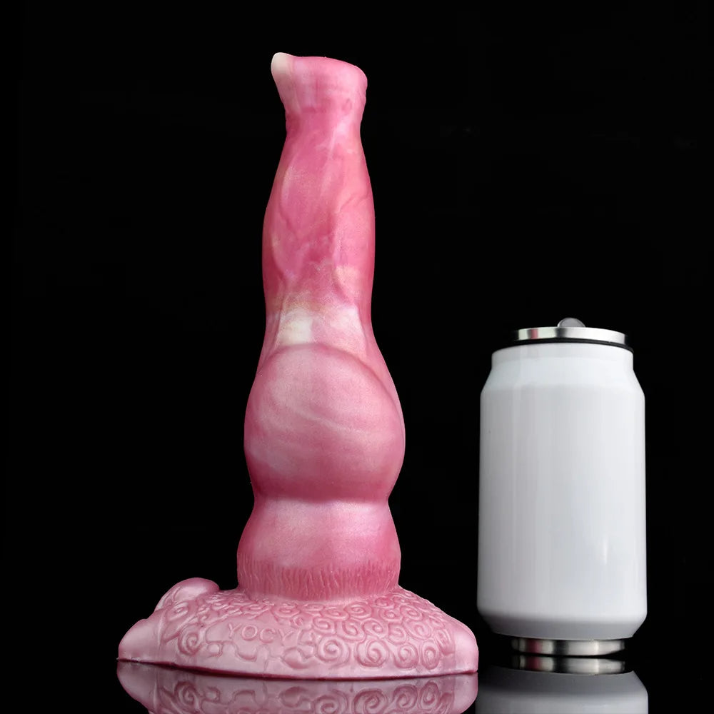 21 cm Soft Pink Dogdildo met Afstandsbediening