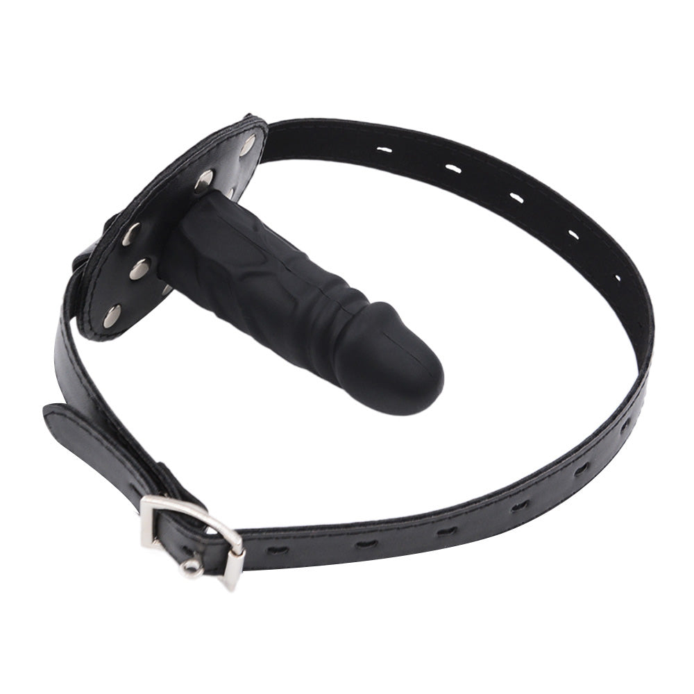 Leather BDSM Bondage Dildo Gag Mask