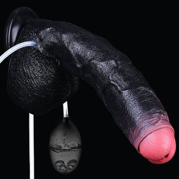 Black Realistic Ejaculating Dildo Silicone Toy