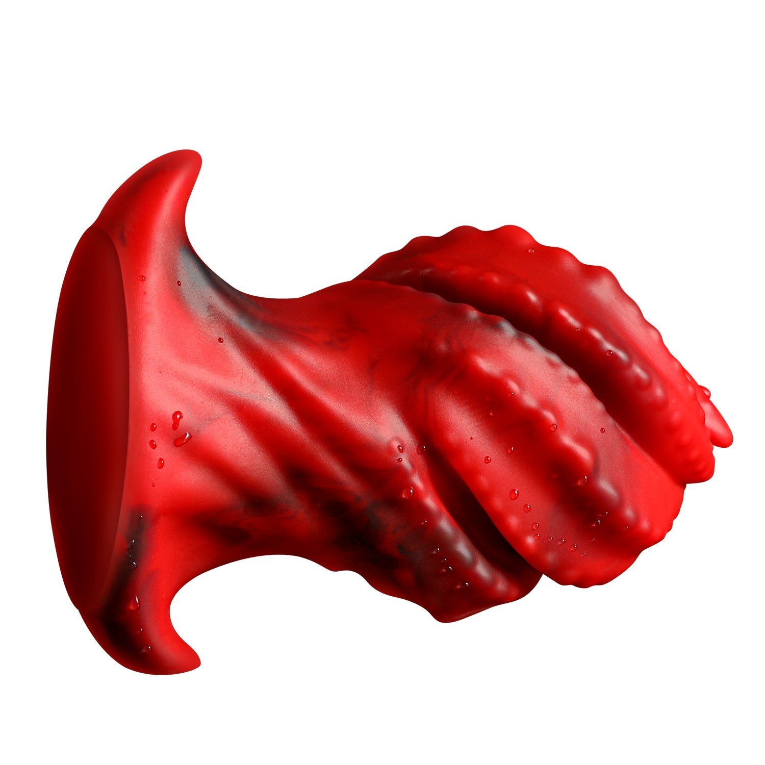 Rode Siliconen Grote Buttplug met Ribbels