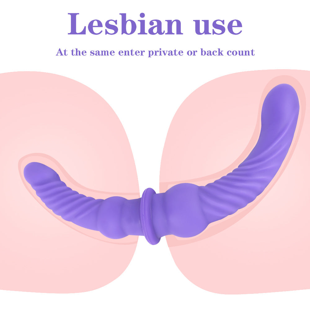43 cm Paarse Geribbelde Doppeldildo XXL