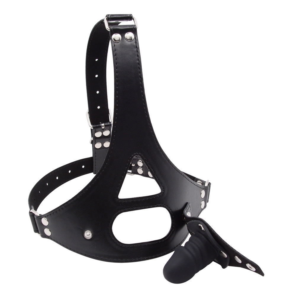 Zwart Verstelbaar Slavemasker Met Afneembare Gagdildo