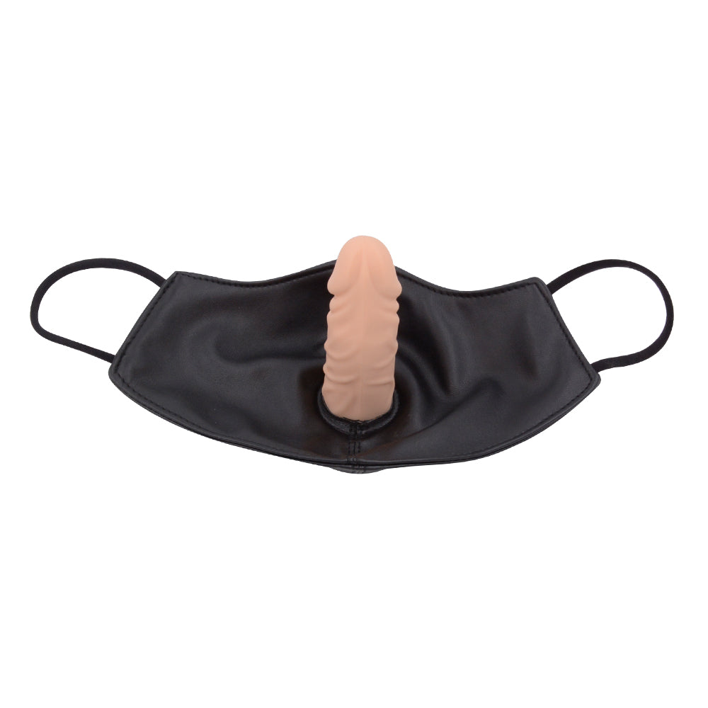 Zwart BDSM Masker Met Gagdildo En Riem