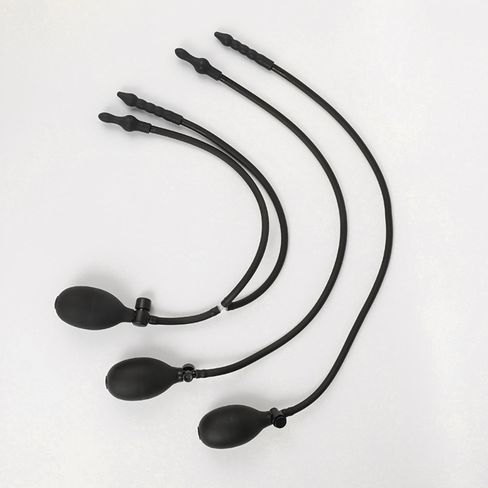 Black Dubbelzijdige Kralen Inflatable Anal Plug