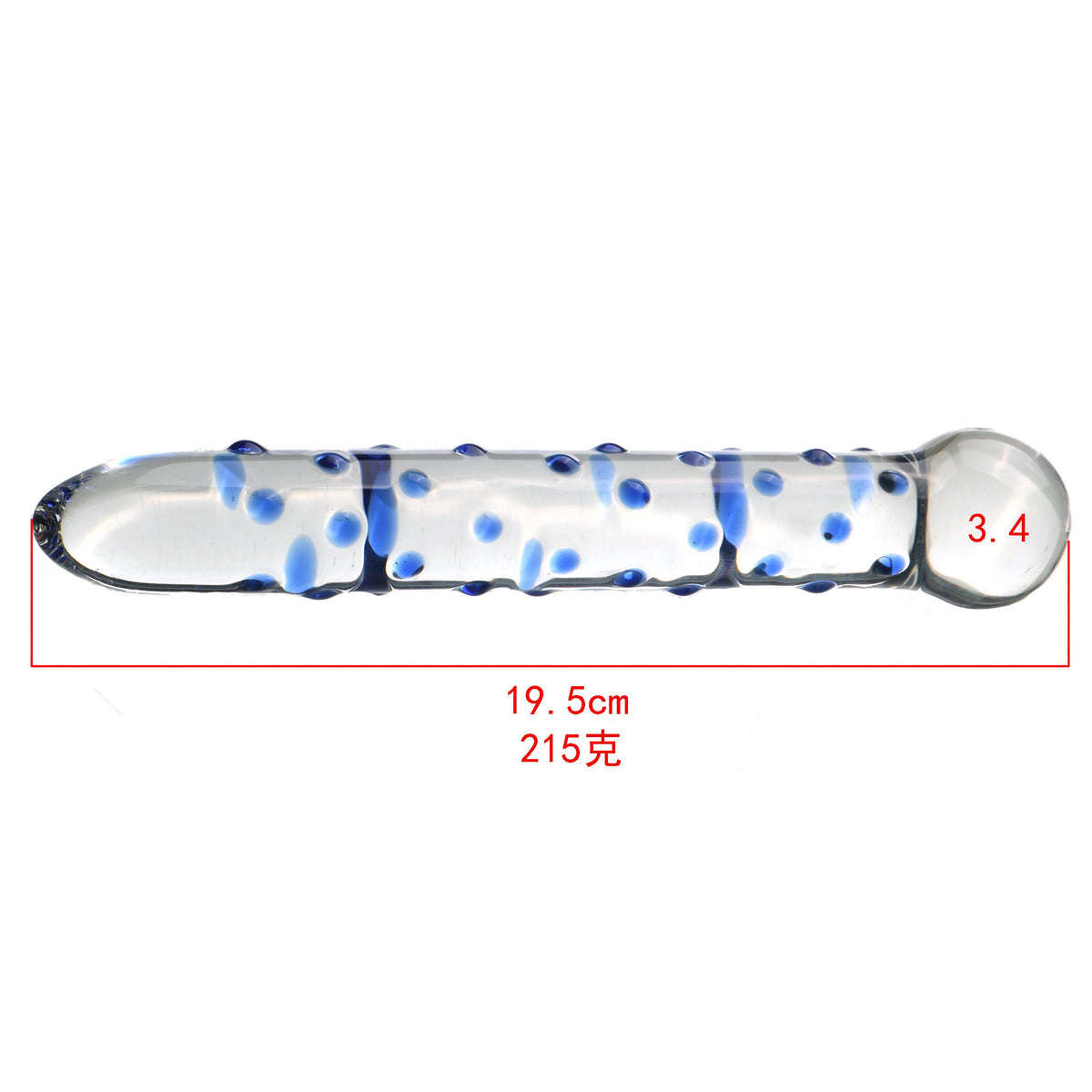 7 Inch Blue Small Point Glass Dildo